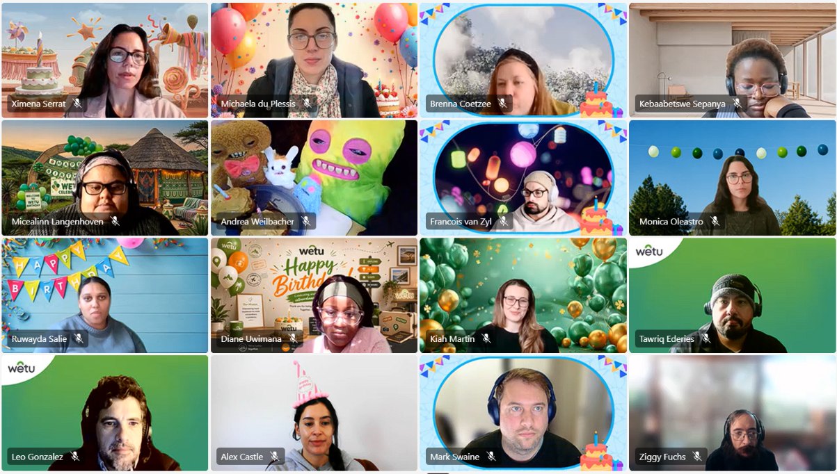 Wetu team members with birthday backgrounds