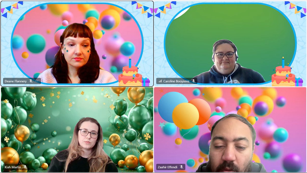 Four Wetu team members in the virtual celebration